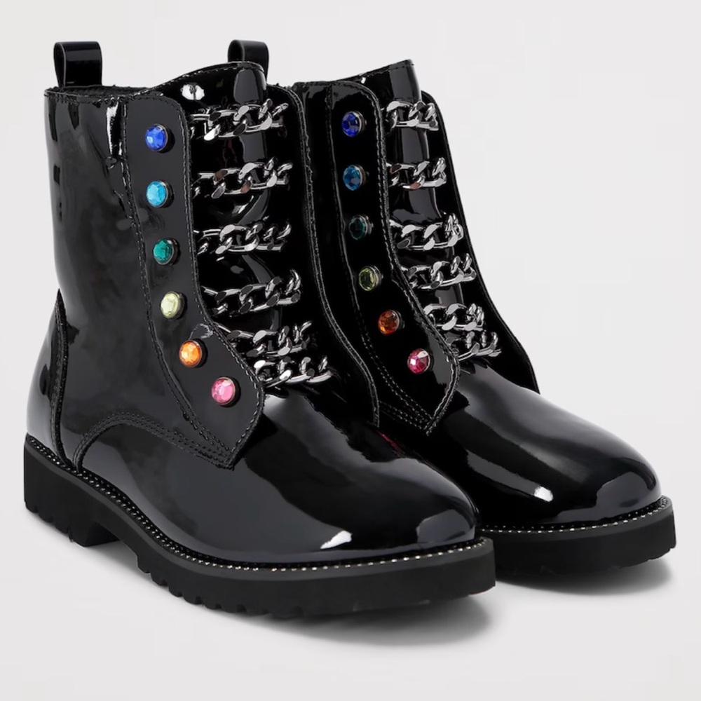 Kurt Geiger Black Leather Embellished Ankle Boot